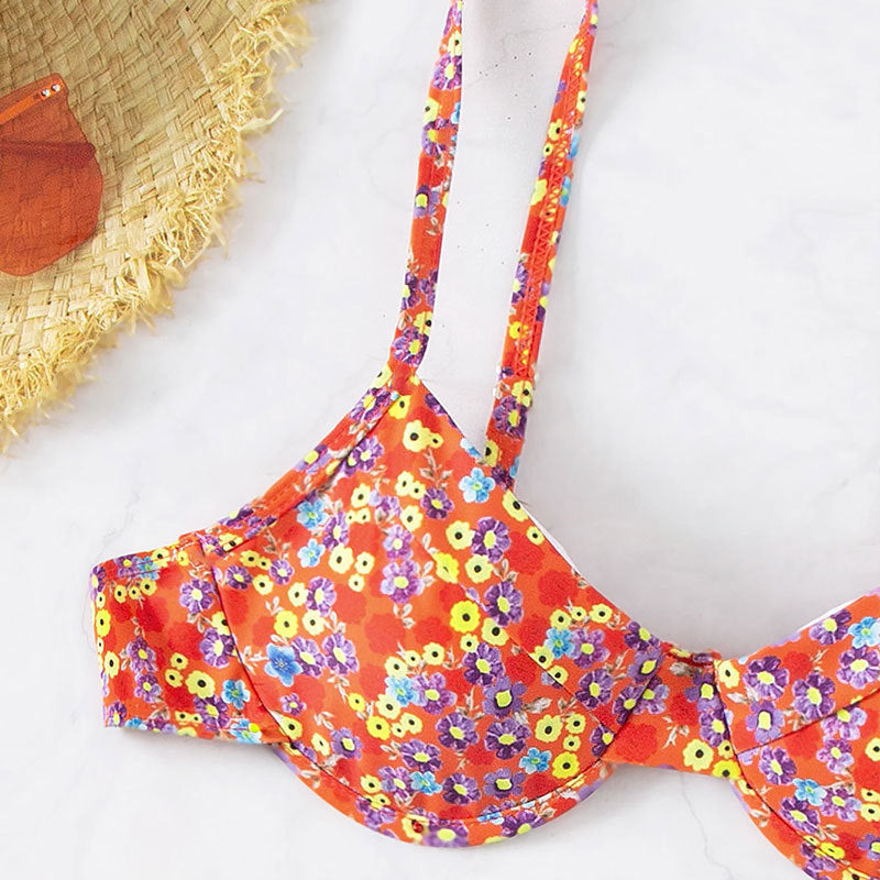 High Waist Floral Bikini