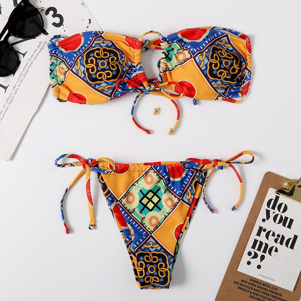 Lace-up Triangle Bikini