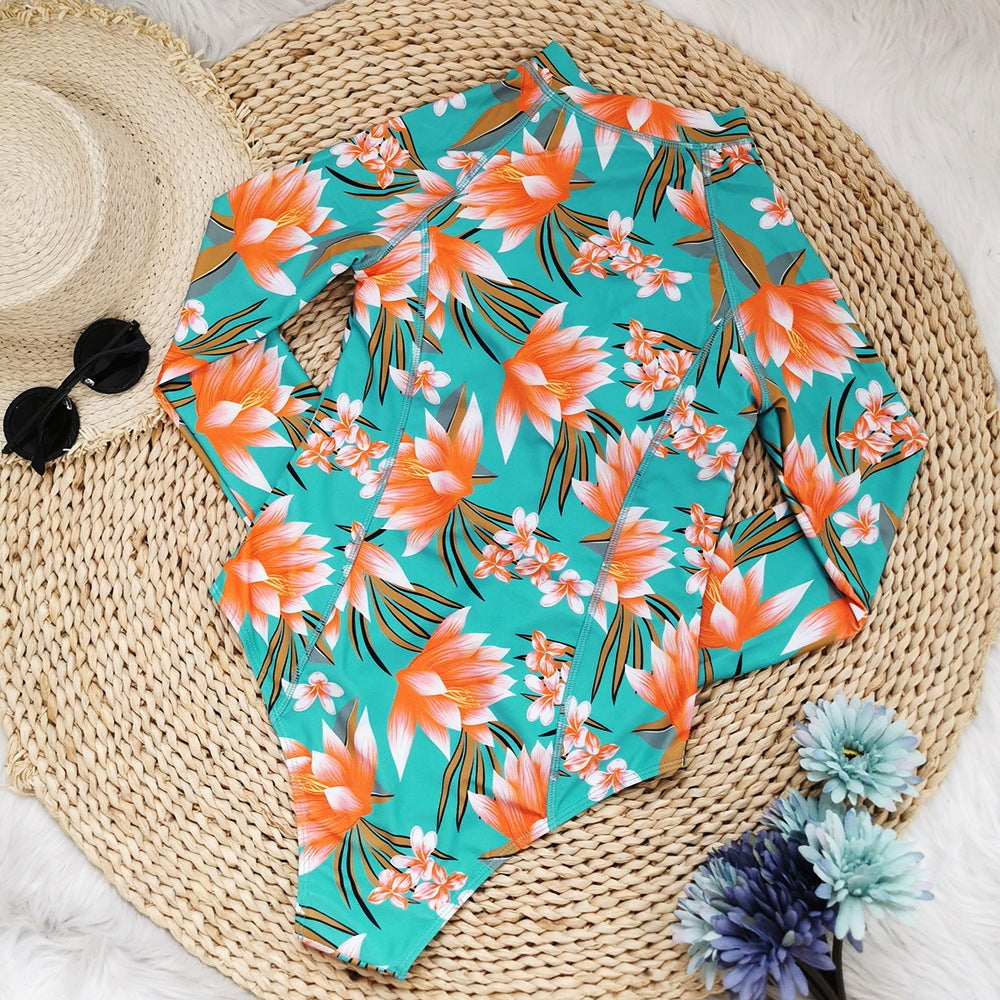 Zipper High Waist Triangle One-piece