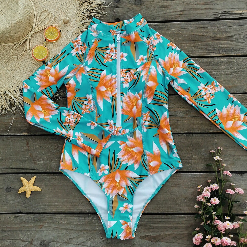 Zipper High Waist Triangle One-piece