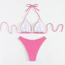 Split Plaid Printed Banded Bikini Swimsuit For Women