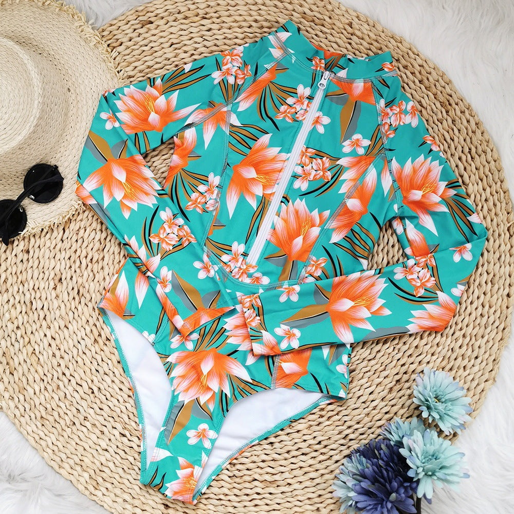 Zipper High Waist Triangle One-piece