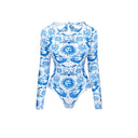 Long Sleeve One-piece Swimsuit Female Surfing Suit