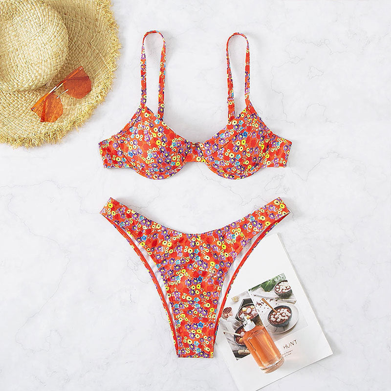 High Waist Floral Bikini