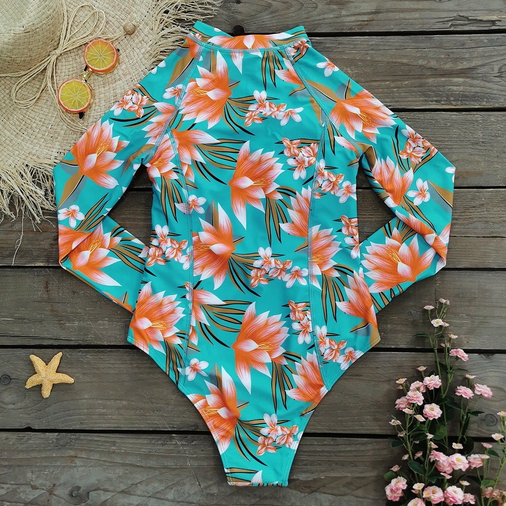 Zipper High Waist Triangle One-piece